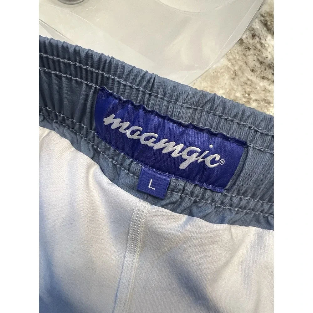 Maamgic Men's Quick Dry Swim Trunks Light Blue Elastic Waist